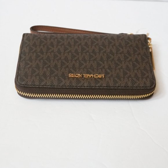 Michael Kors Jet Set Travel Large Phone Case Wallet Wristlet MK Brown - Picture 4 of 12